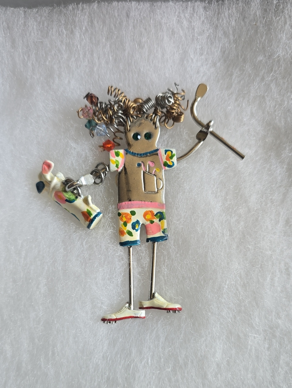 Vintage Carrette by Ganz Girl Golf  9  Iron Brooch Pin They're Brats!